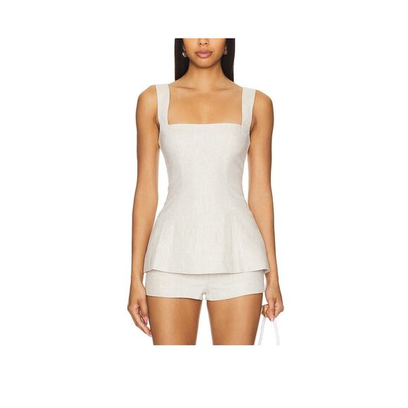 Lovers And Friends 'Brixton' Beige Linen Top Size S - Picture 1 of 4